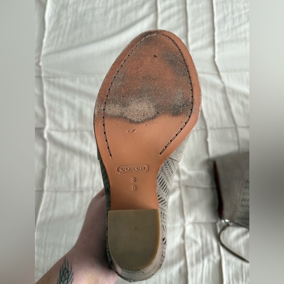 Coach Grey Suede Ankle Boots with Cutout Detail (Size 8B) - Picture 5 of 7